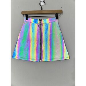 CURRENT MOOD DOLLS KILL NIGHT SAVAGE SIGNALZ REFLECTIVE SKATER SKIRT NWOT SZ XS